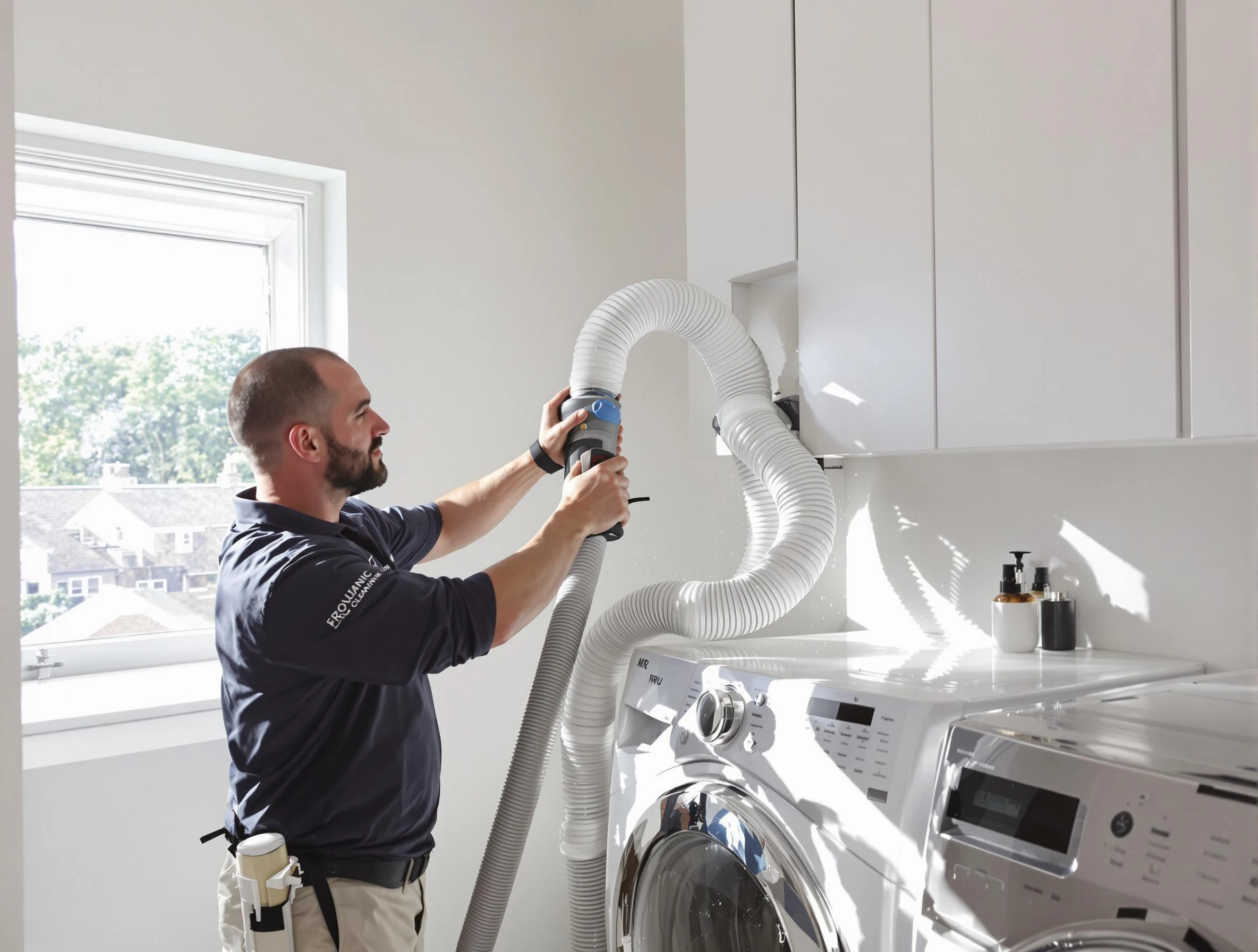 Certified South Weber Dryer Vent Cleaning technician performing dryer vent cleaning in South Weber