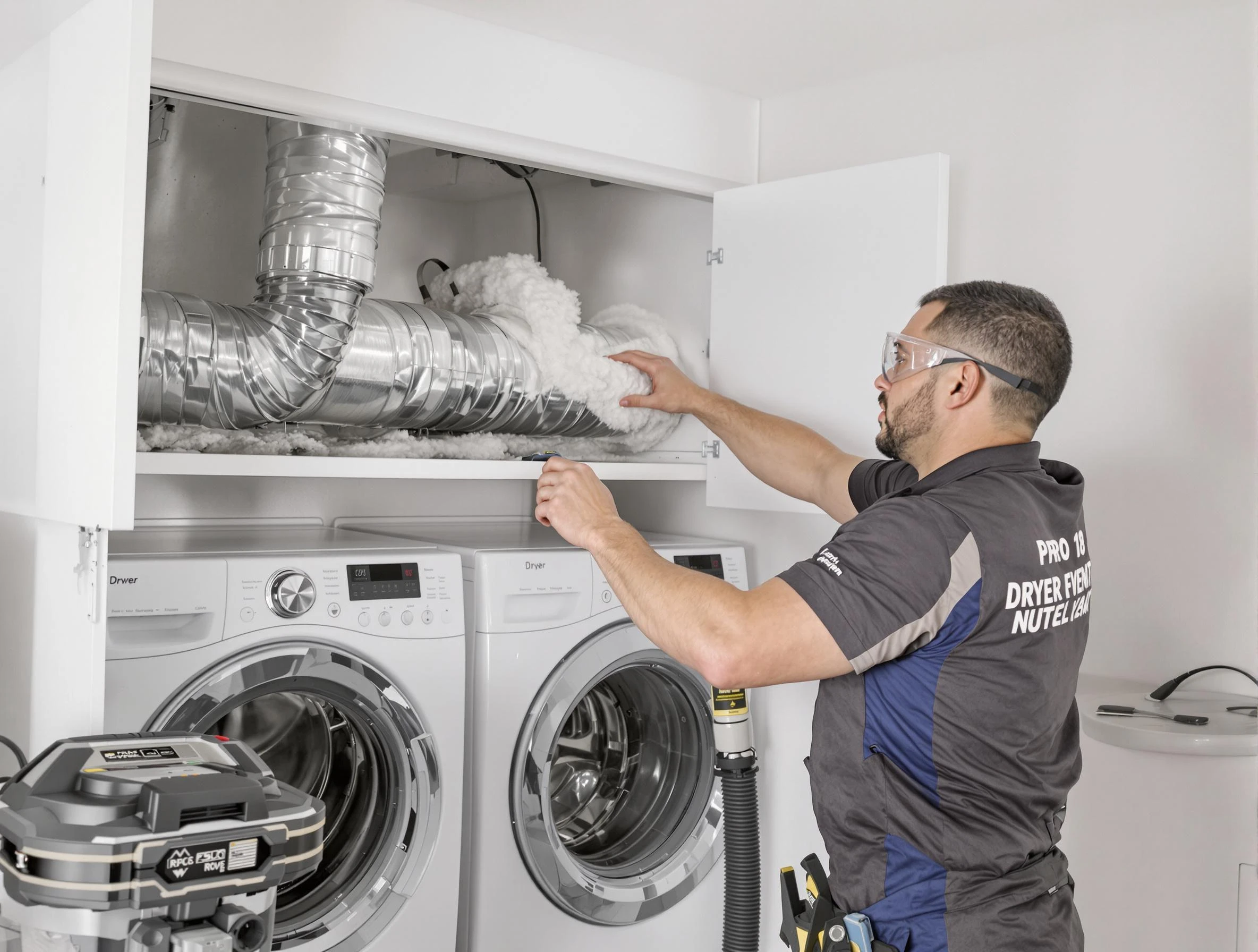 South Weber Dryer Vent Cleaning certified technician performing specialized gas dryer vent cleaning in South Weber
